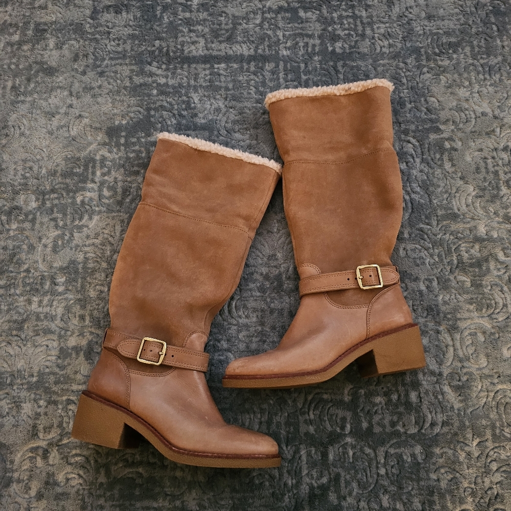 Brown Leather Knee-High Boots